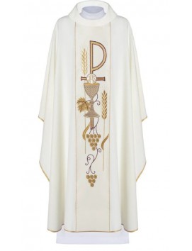 Chasuble brodée avec le symbole du calice - écru (H4)