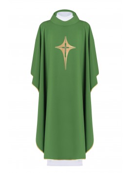 Embroidered chasuble with the symbol of the Cross - green (H2)