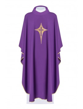 Casulla bordada con el símbolo de la Cruz - morada (H2)