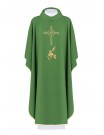 Embroidered chasuble with IHS symbol - green (H3)