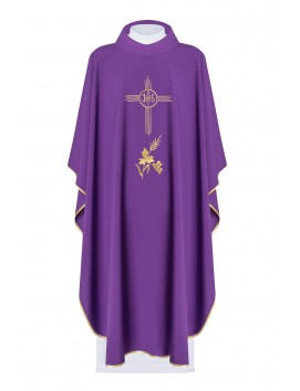 Ornat haftowany z symbolem IHS - fioletowy (H3)