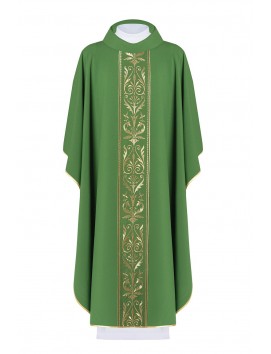 Casulla bordada con pas decorativo - verde (H4)