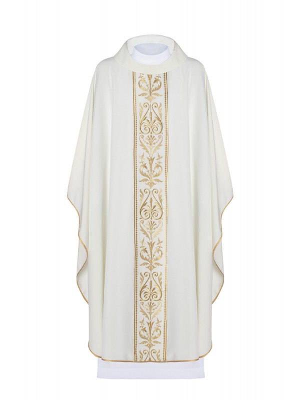 Casula ricamata con cintura decorativa - écru (H4)