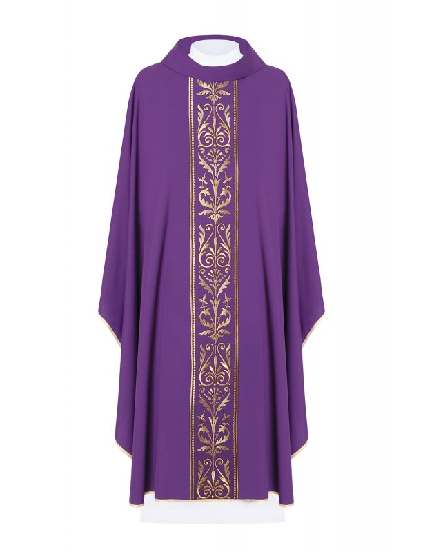 Chasuble brodée avec ceinture décorative - violet (H4)