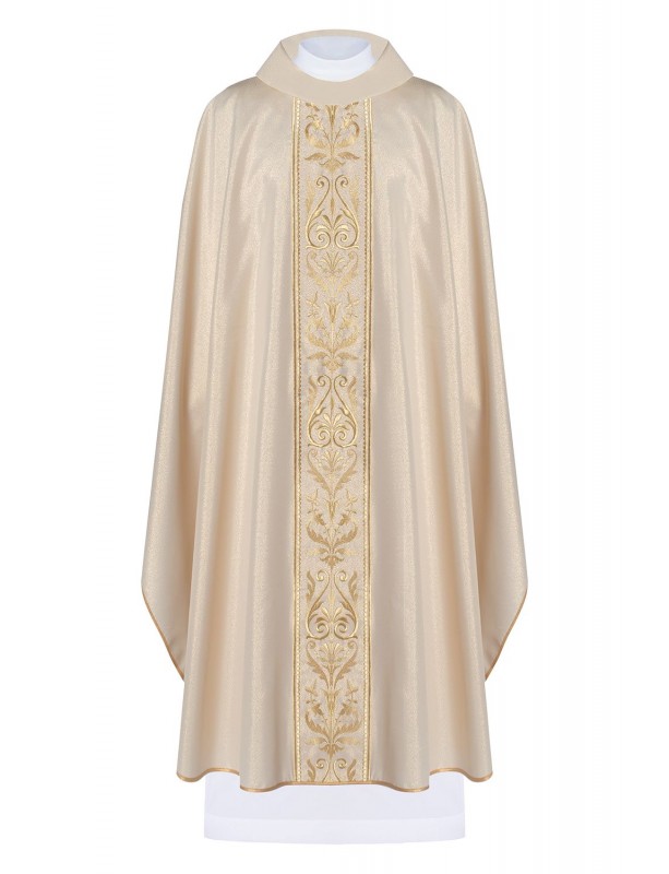 Embroidered chasuble with decorative belt - gold (H4)