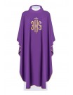 Embroidered chasuble with IHS symbol - purple (H5)