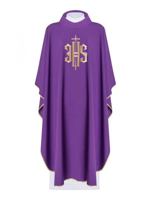 Besticktes Messgewand mit IHS-Symbol - violett (H5)