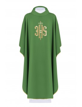 Ornat haftowany z symbolem IHS - zielony (H5)