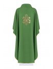 Embroidered chasuble with IHS symbol - green (H5)