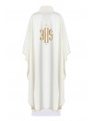Embroidered chasuble with IHS symbol - ecru (H5)
