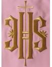 Embroidered chasuble with IHS symbol - pink (H5)