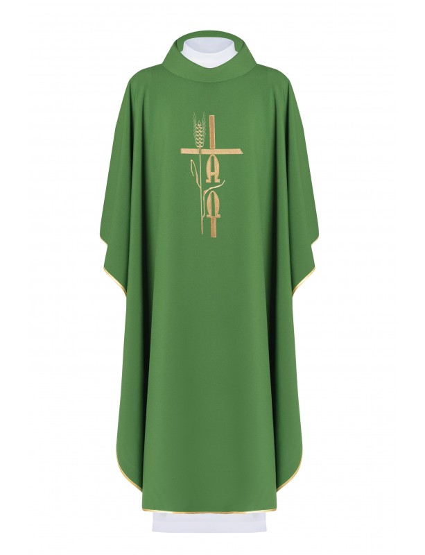 Alpha Omega embroidered chasuble - green (H6)