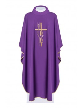 Alpha Omega embroidered chasuble - purple (H6)