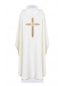 Messgewand bestickt Kreuz mit IHS-Symbol - Ekru (H7)