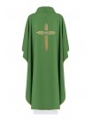 Embroidered chasuble Cross with IHS symbol - green (H7)