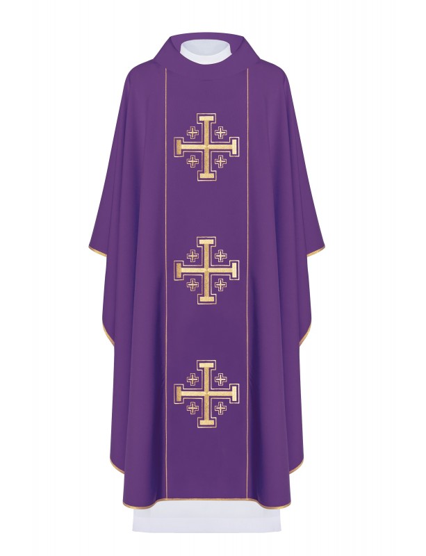Embroidered chasuble Jerusalem Crosses - purple (H8)