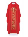 Casula ricamata con il simbolo del calice eucaristico - rosso (H12)