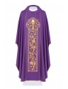 Casula ricamata con il simbolo del calice eucaristico - viola (H12)