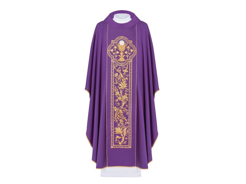 Ornát vyšitý symbolem eucharistického kalicha - fialová (H12)