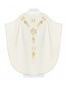 Embroidered chasuble with IHS grape symbol - ecru (H13)