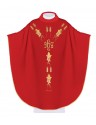 Embroidered chasuble with IHS grape symbol - red (H13)