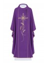 Embroidered chasuble Cross with IHS symbol - purple (H14)
