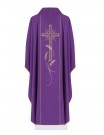 Embroidered chasuble Cross with IHS symbol - purple (H14)