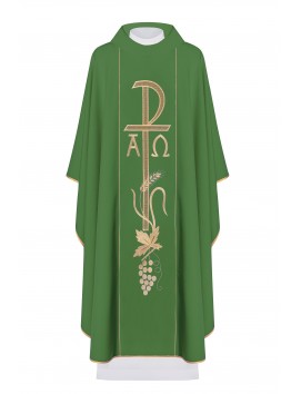 Alpha and Omega embroidered chasuble - green (H15)