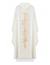 Alpha and Omega embroidered chasuble - ecru (H15)