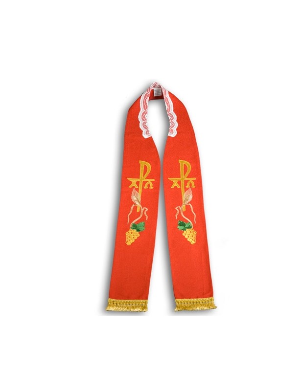 Stola sacerdotale ricamata - rossa (18)