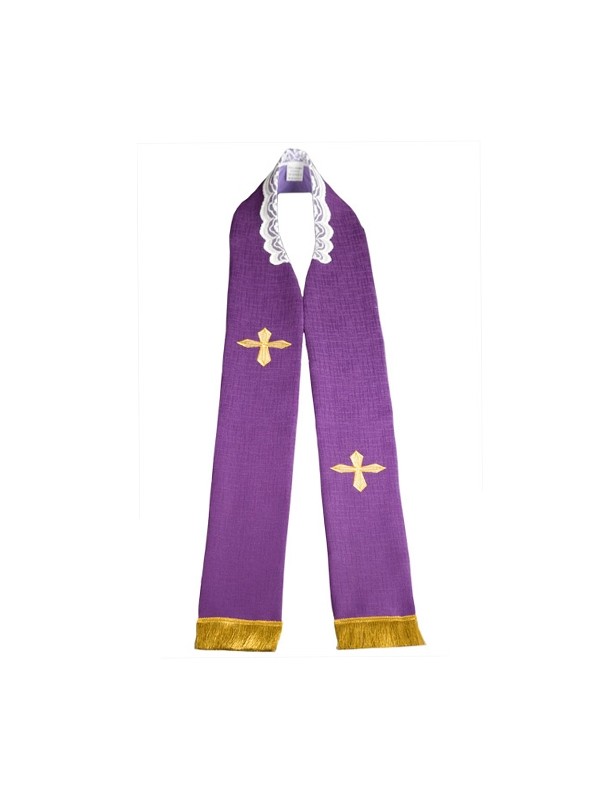 Embroidered priest's stole - purple (3)