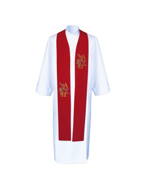 Étole de prêtre Alpha et Omega - brodée