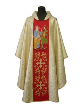 Gold Chasuble with Saints Peter and Paul Icon on Red Orphrey
