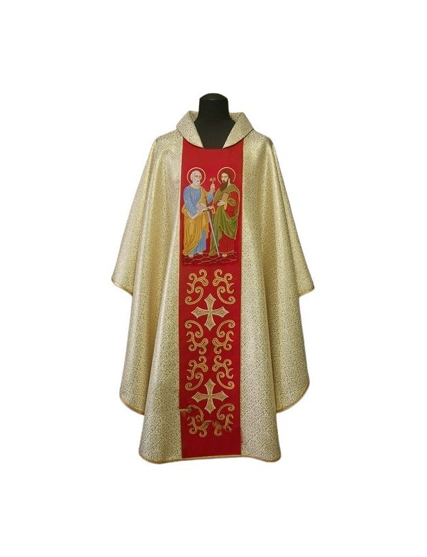 Gold Chasuble with Saints Peter and Paul Icon on Red Orphrey