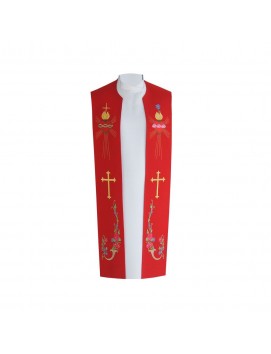 Stuła kapłańska haftowana - Serce, Krzyż (bawełna)