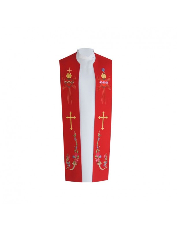 Embroidered priest's stole - Heart, Cross (cotton)