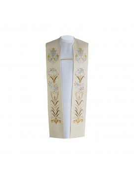 Embroidered Marian stole - Marian emblem + flowers