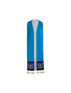 Priest's stole with tangs, velvet stripes (blue)