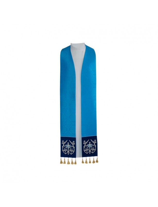 Priest's stole with tangs, velvet stripes (blue)