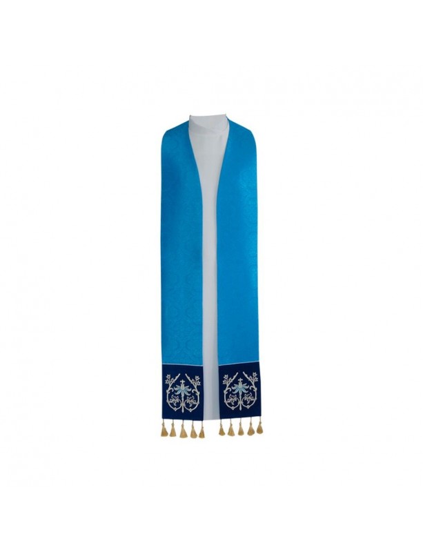 Priesterstola mit Zapfen, Samtstreifen (blau)