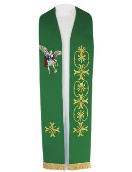 Embroidered green stole Archangel Michael