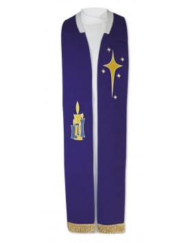 Bestickte lila Stola - Advent (Adventsstola)