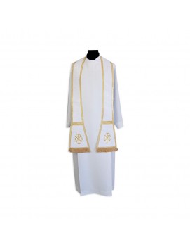 Stolă romană cu panglici aurii, material jacquard (1)