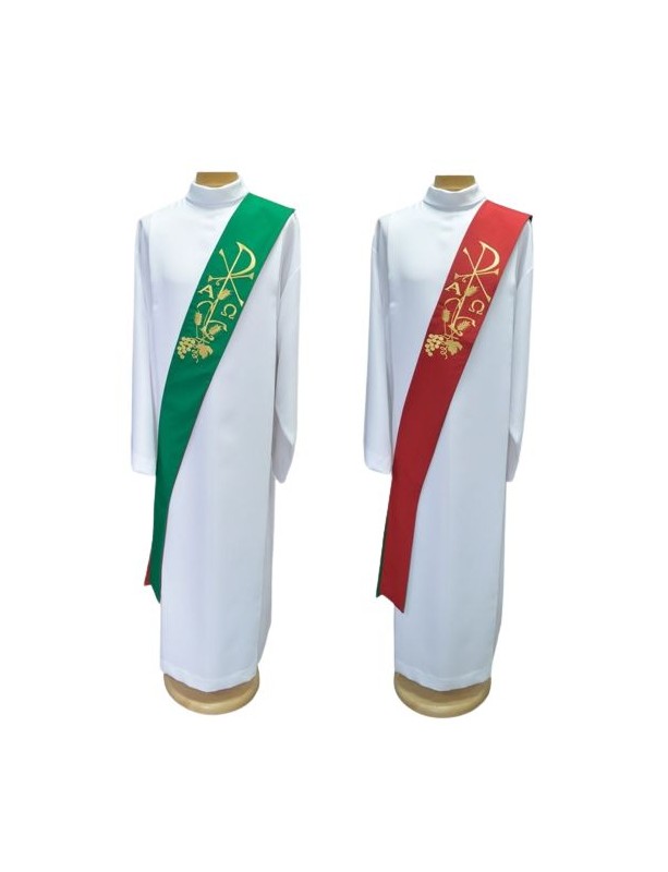 Stolă liturgică de diacon în roșu și verde