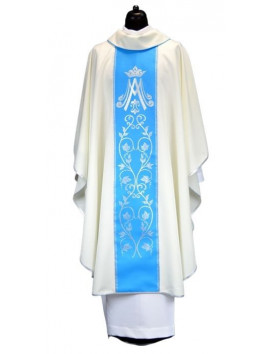 Casula, cinto bordado de Nossa Senhora - cor ecru
