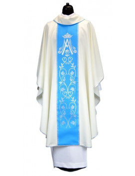 Chasuble, St. Mary's embroidered belt - ecru color