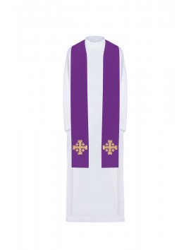 Stuła haftowana Krzyż Jerozolimski - kolory liturgiczne