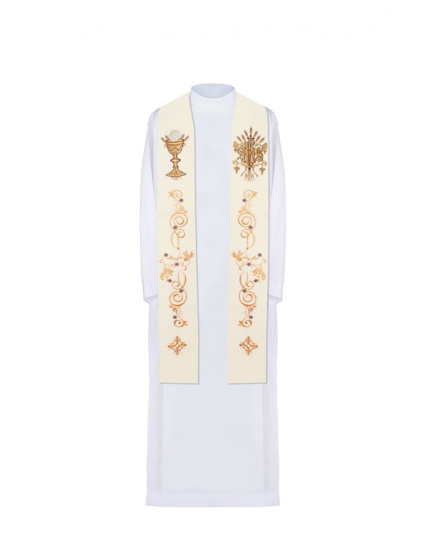 Embroidered stole - Chalice + IHS (411)