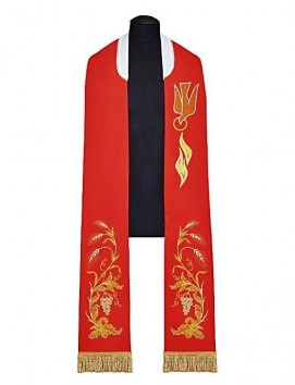 Stuła czerwona haftowana na bierzmowanie