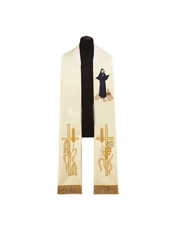 Embroidered stole with Faustyna Kowalska